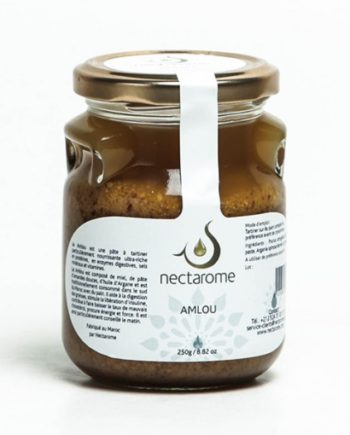 Amlou from Morocco best breakfast spread in glass bottle made with honey almonds and argan oil