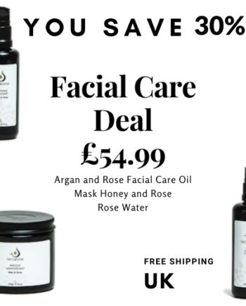 Facial skin care Gift box includes argan and rose mask oil and rose water tonner